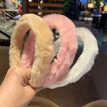 Doce cor sólida imitação de pele de coelho hairbands para as mulheres adorável de pelúcia bandana de cabelo de pele de inverno bisel acessórios para cabelo (2)