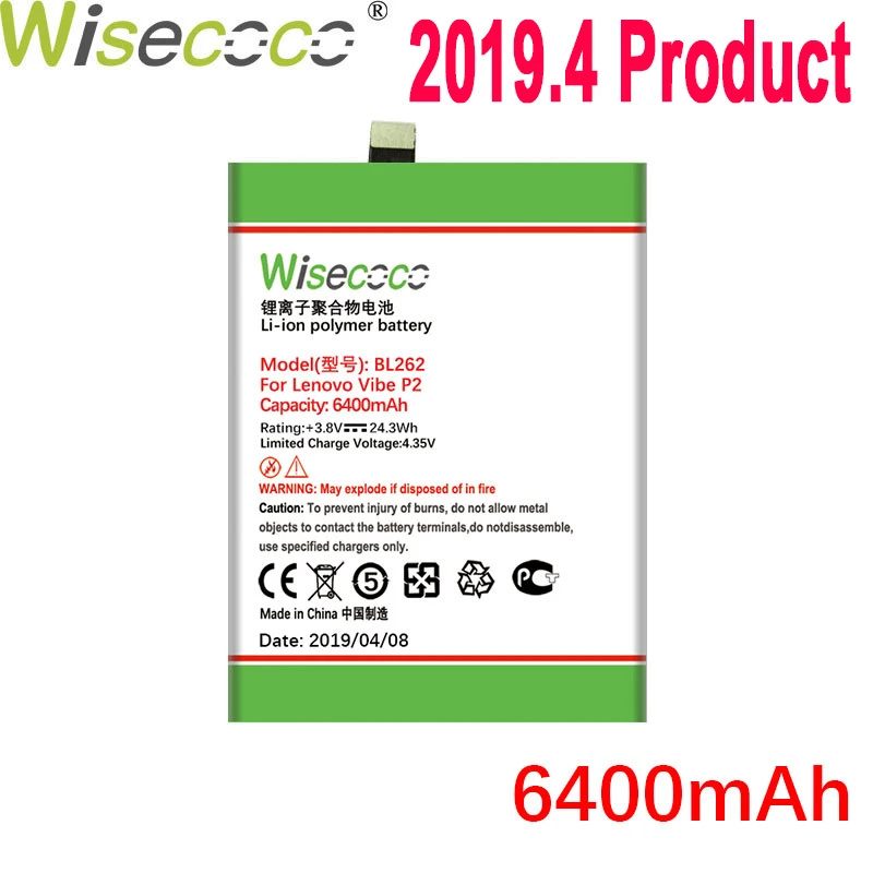 WISECOCO 6400 мАч BL262 батарея для lenovo Vibe P2 P2C72 P2A42 мобильный телефон последняя продукция батарея с номером отслеживания