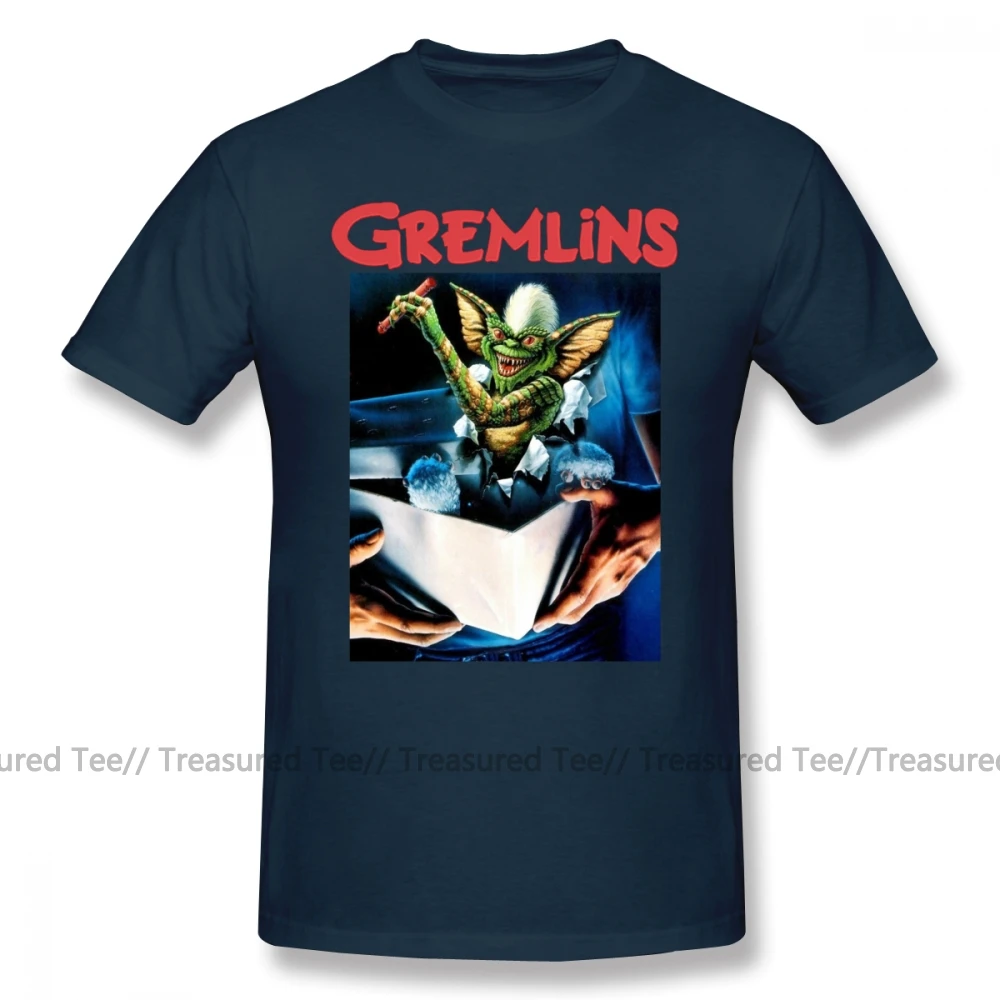 Gremlins футболка с короткими рукавами хлопковая Футболка потрясающая 4xl графическая Мужская Пляжная футболка - Цвет: Navy Blue