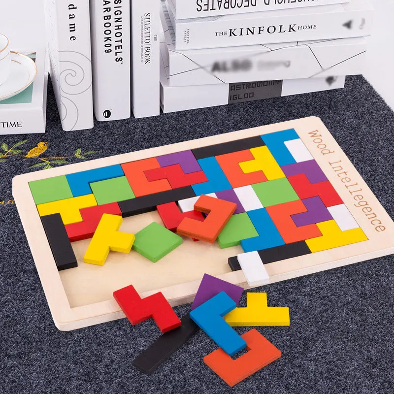 Головоломки волшебный Tangram детские деревянные развивающие игры хобби Детские