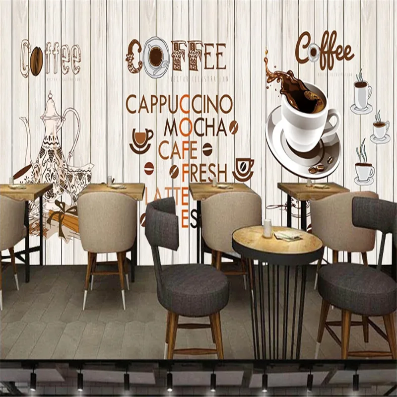 Пользовательские ретро кофе тема настенная бумага кафе ресторан Снэк бар