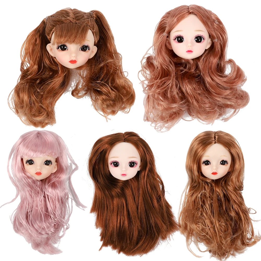 1/6 BJD 3D технические шарниры голова куклы с золотым голубым розовым цветом волос