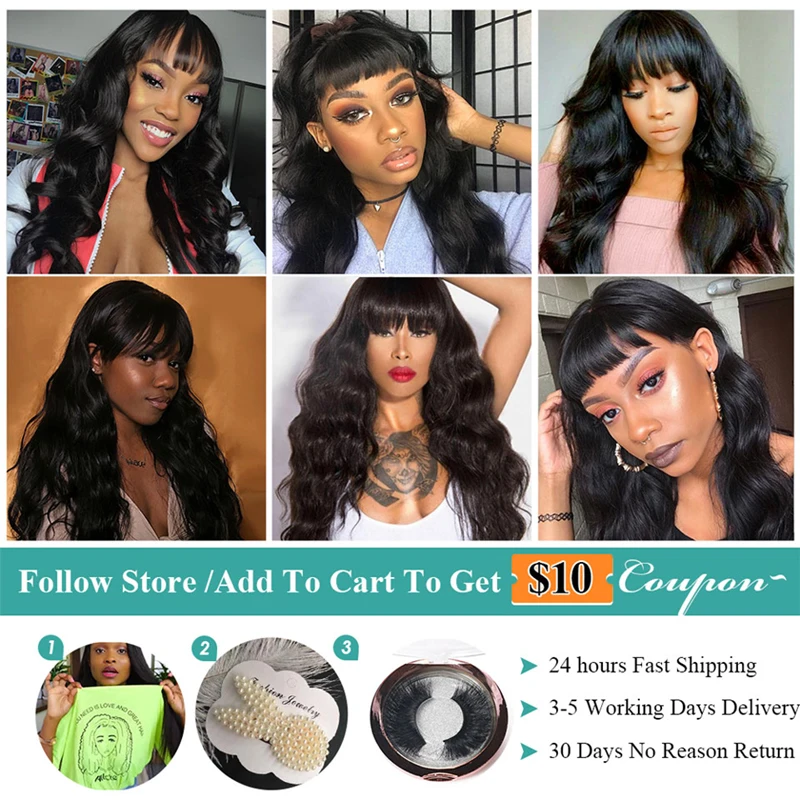 Allove волнистый парик с челкой цветные человеческие волосы имбирный машина