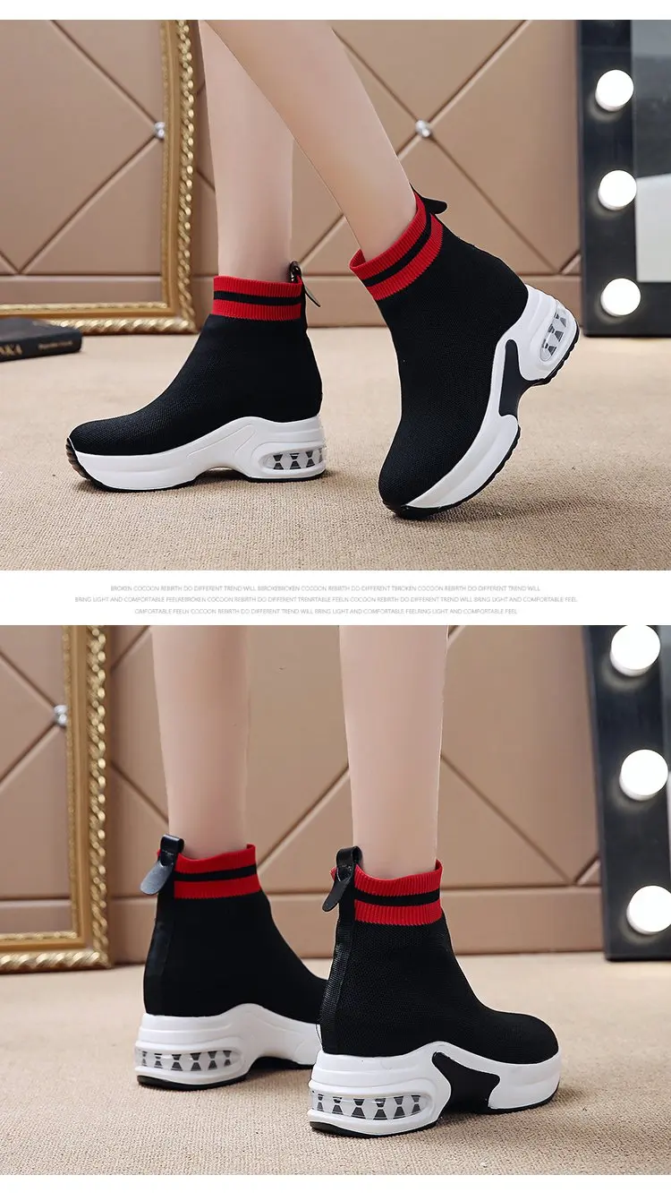 New Platform Sneakers Shoes Breathable Casual Shoes Woman Fashion Height Increasing Mesh Ladies Shoes Slip-On Chaussure Femme