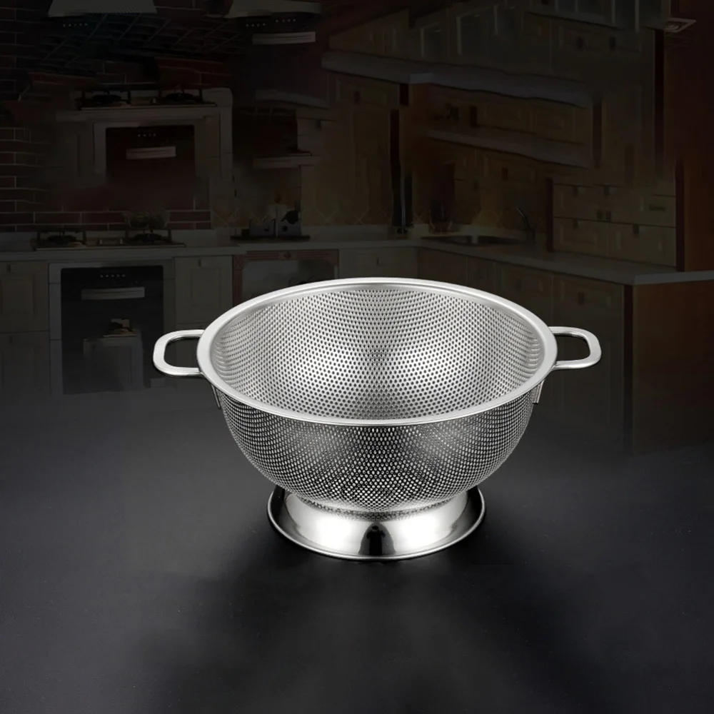 

Stainless Steel Professional Colander Strainer with Heavy Duty Handles and Self-draining Ring Base
