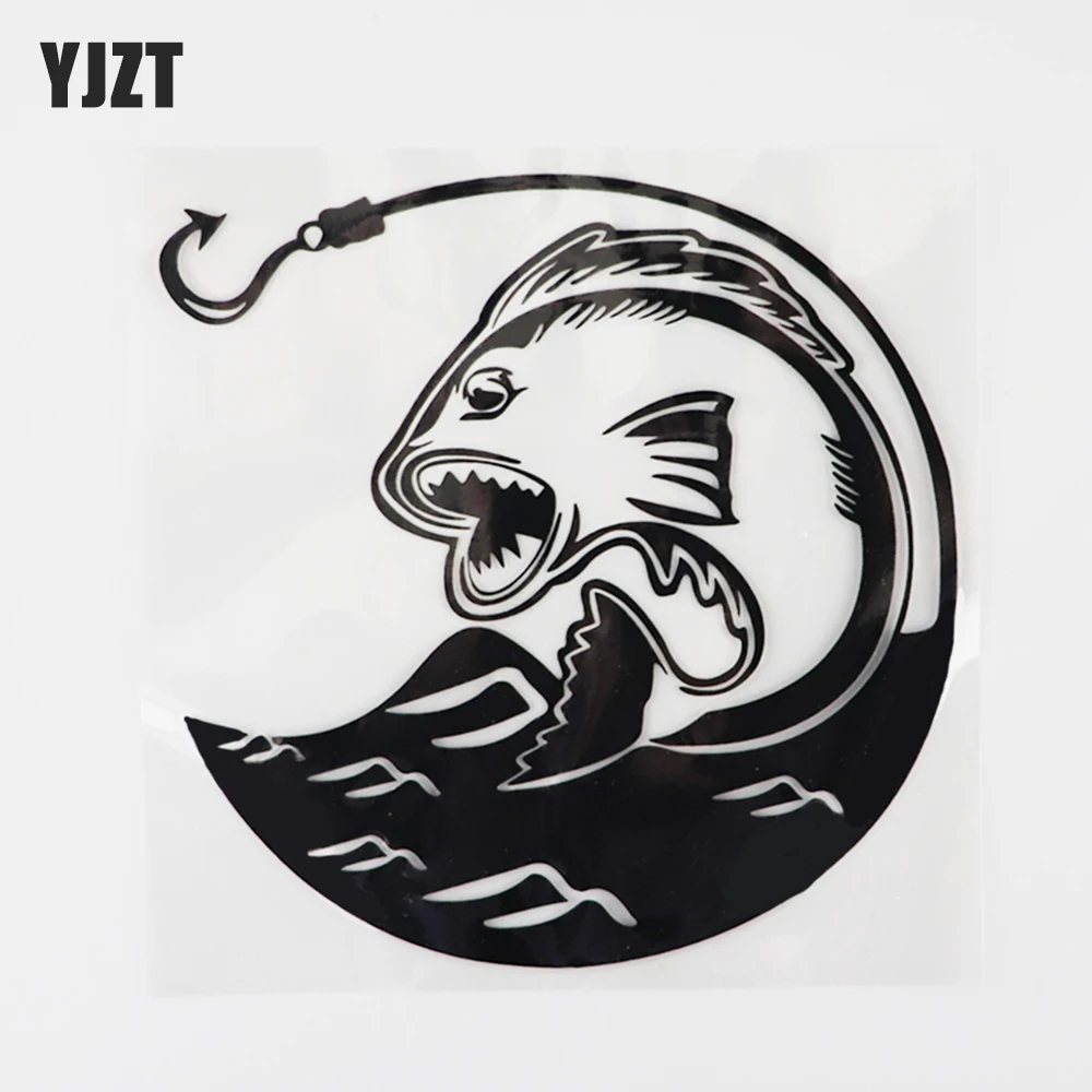 

YJZT 15,2 см × 15,3 см забавные рыбные морские животные наклейки рыболовные виниловые автомобильные наклейки черные/серебряные 13D-1126