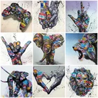 AZQSD полностью квадратная Алмазная картина, уличная граффити, рукоделие, алмазная вышивка, пейзаж, мозаика, слон, подарок, домашний декор