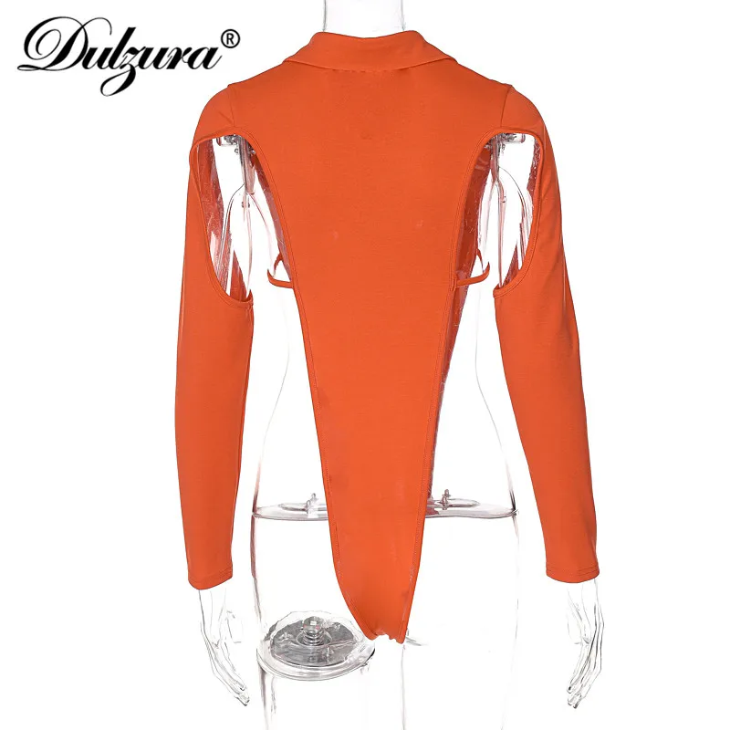 

Dulzura 2021 Summer Women Hollow Out Patchwork Long Sleeve Shirt Thong Bodysuit Turn Down Collar Sexy Streetwear Club Fashion