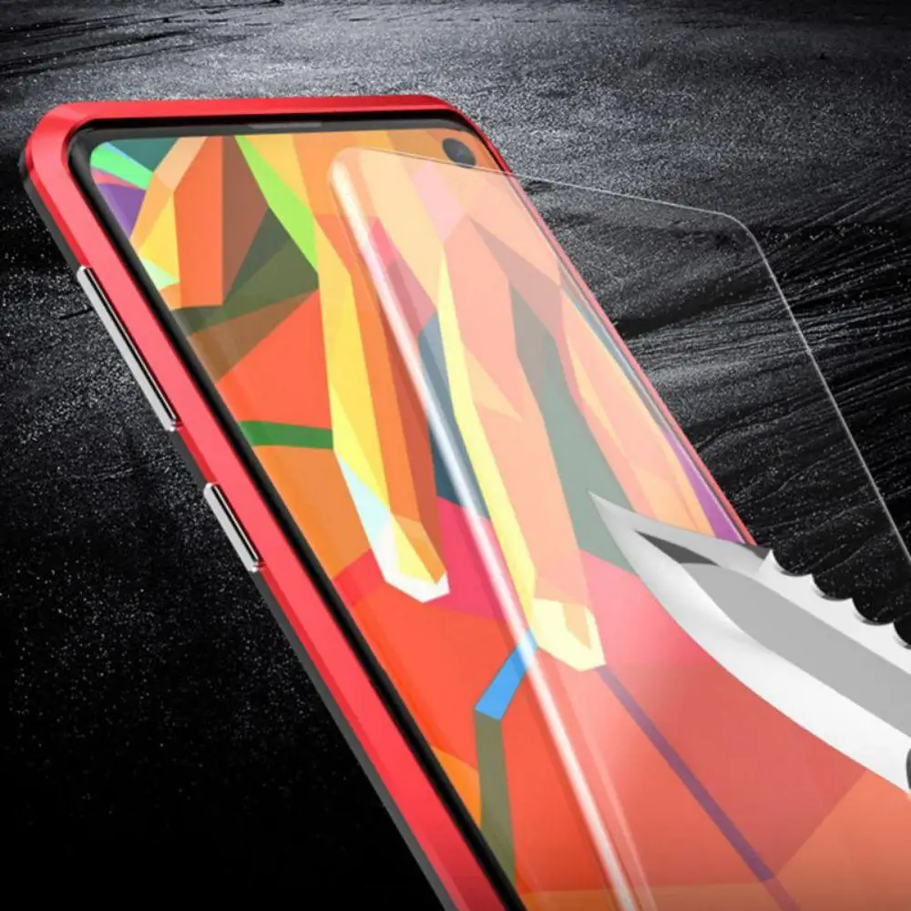 Металлический бампер рамка двухсторонний прозрачный чехол из закаленного