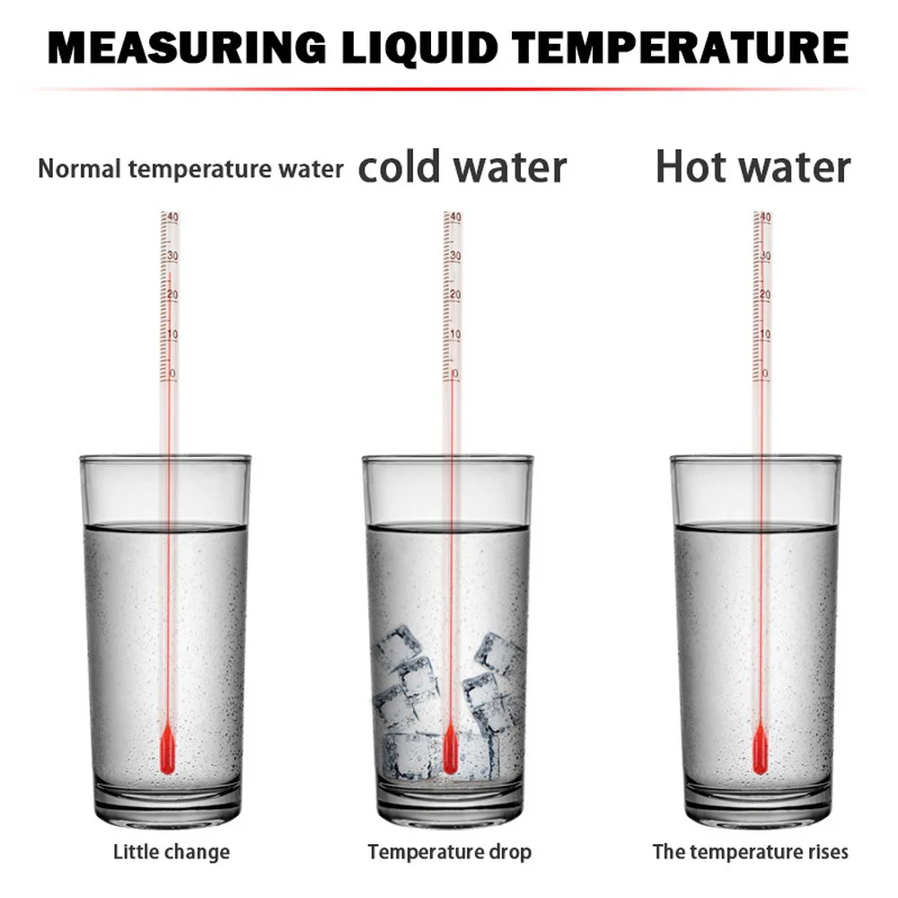 0 to 200 Degree Glass Thermometer Red Liquid Basic Laboratory School Home Use | Инструменты
