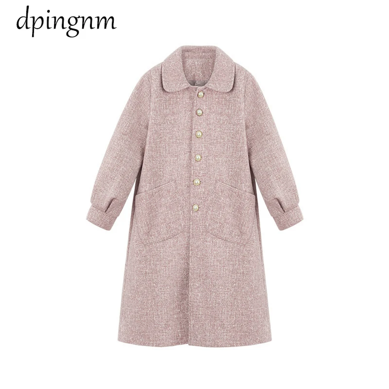 

2019 Korean version of the new doll collar woolen coat female long section small man popular Nizi coat loose autumn