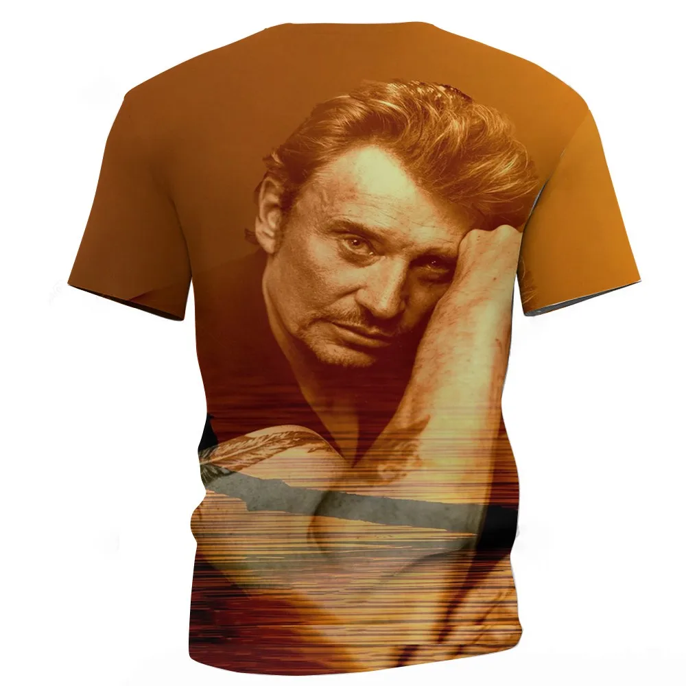 

2021 Hot Sale Johnny Halliday Men's T-Shirt French Elvis Presley 3D Printed Interesting Vintage t-shirts with short sleeves