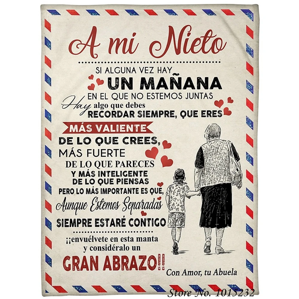 

Letter A mi Nieto Spanish Version Premium Fleece Sherpa Blanket Home Bedroom Decor Custom Flannel Blankets for Kids Quilts 02