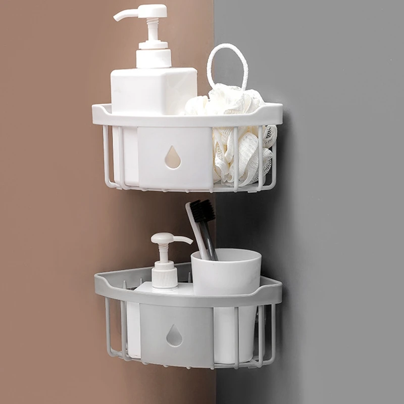 

No Punching Corner Rack Toilet Wash Rack Bathroom Traceless Wall Mounted Tripod Storage Rack