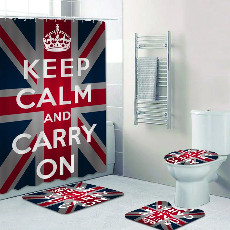 Union Jack сохраняйте спокойствие и переносите занавеску для ванной комнаты s