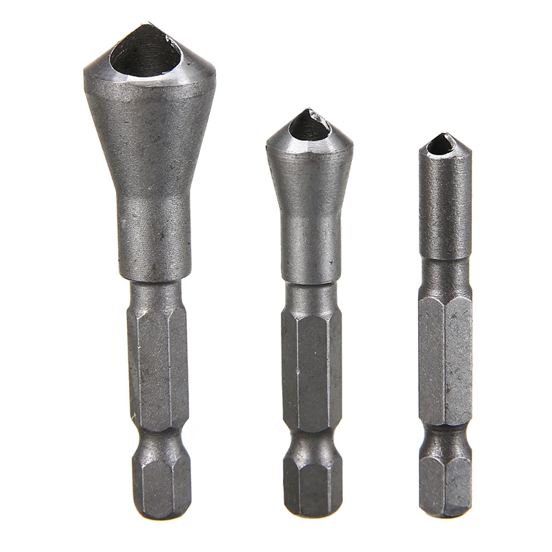 3pcs High Speed Steel Countersink Drill Bit Deburring Tool Set Hex Shank Taper Hole Cutter For Cutting Metal Wood | Инструменты