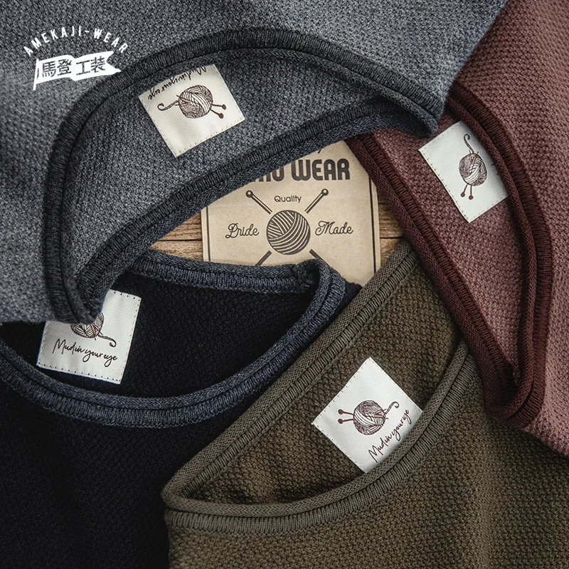 Maden оснастки Винтаж кофты Для мужчин в ретро стиле с круглым вырезом одежда