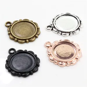 15 шт 14 мм Внутренний размер античный бронзовый, серебристый цвет, розовое золото цвет черный кабошон базовая Камея Подвеска Подвески