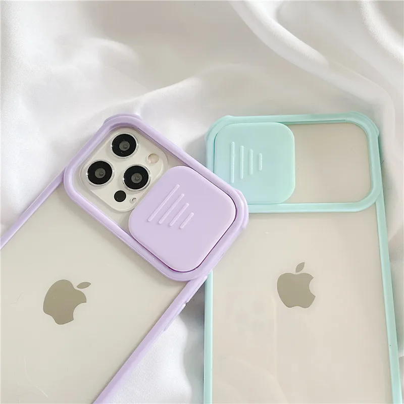 

Slide Camera Lens Protection Phone Cases For iPhone 12 Mini 11 Pro XS Max XR X 7 8 Plus SE 2020 Shockproof Four Corner Cover
