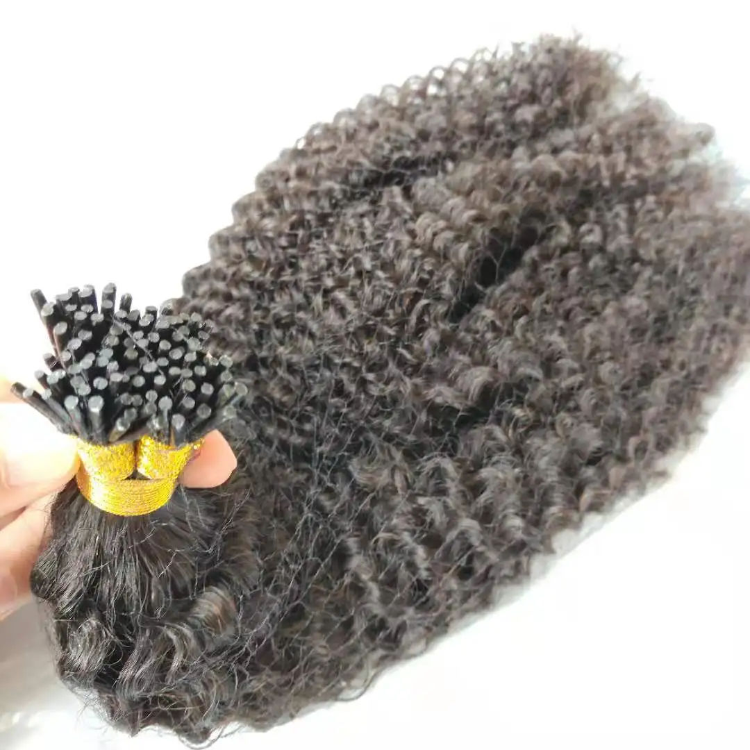 

Bluelucky High Quality One Donor Natural Black Virgin Remy I Tip Hair Extension