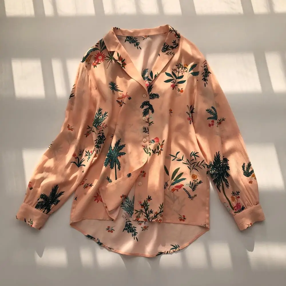 Женская рубашка с длинным рукавом и принтом повседневная дамская блузка