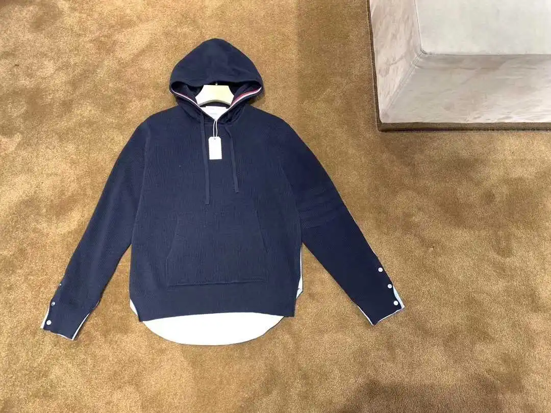 

2021 модный бренд tb толстовка с капюшоном для мужчин и женщин Лоскутные повседневные толстовки свободный стиль Шерстяная трикотажная одежда ...