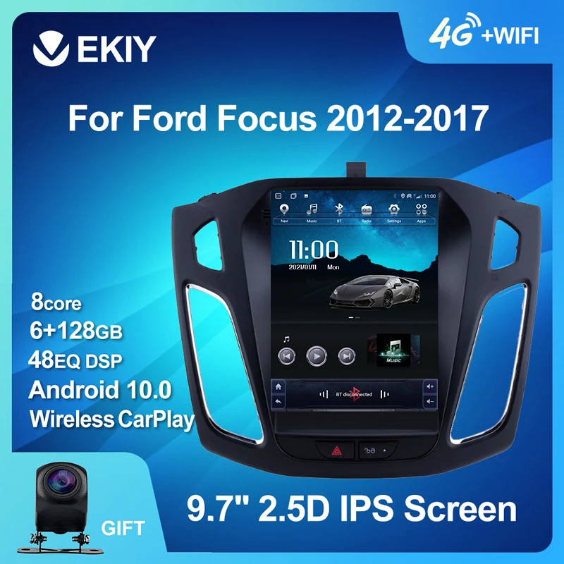 EKIY Android 10 Автомобильный GPS для Ford Focus 2012 2017 навигация Радио стерео Мультимедиа