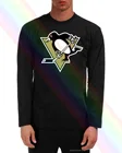 Новая хлопковая футболка с длинным рукавом с логотипом Питтсбурга пингвина