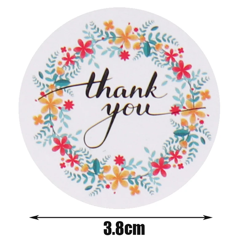 

120Pcs/10Sheets Round flower "thank you"packaging seals sticker labels for envelope wedding birthday gifts Bag Candy Box 3.8cm