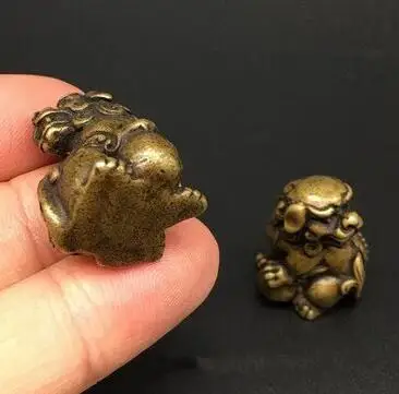 Пара твердых медных Львов латунные львы вращающиеся шарики украшения анти-зло