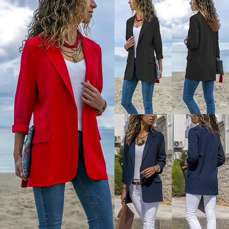 

Urban casual stitching Slim solid color long-sleeved ladies casual suit new style coats for women