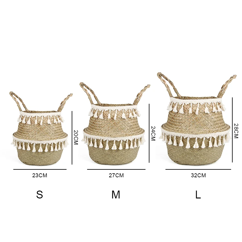 

Household Natural Seagrass Wicker Hanging Basket Woven Storage Pot Garden Flower Vase Hanging Basket For Toy Storage Basket