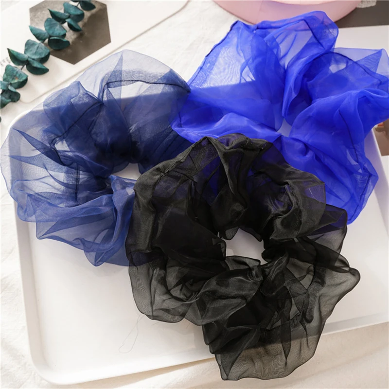 

1Pcs Mesh Elastic Organza Hair Scrunchies Women Spring Summer Oversized Hair Rope Hair Accessories Solid Hair Tie Hair Bands