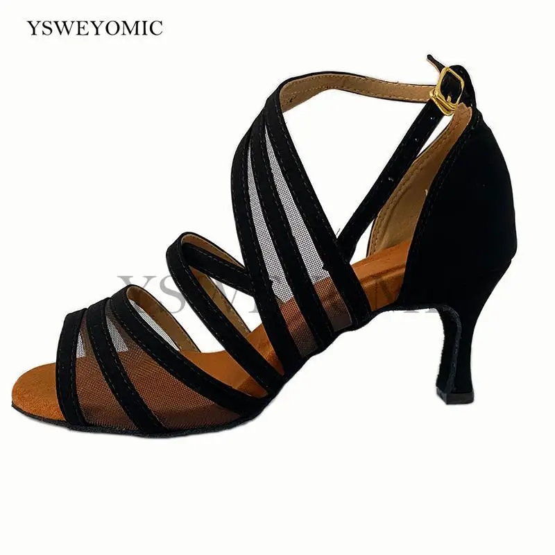 

Super Soft Dance Shoes Black Flannel Medium 6cm Customized Heels Suede Outsole Salsa Ballroom Latin Dance Shoes Women