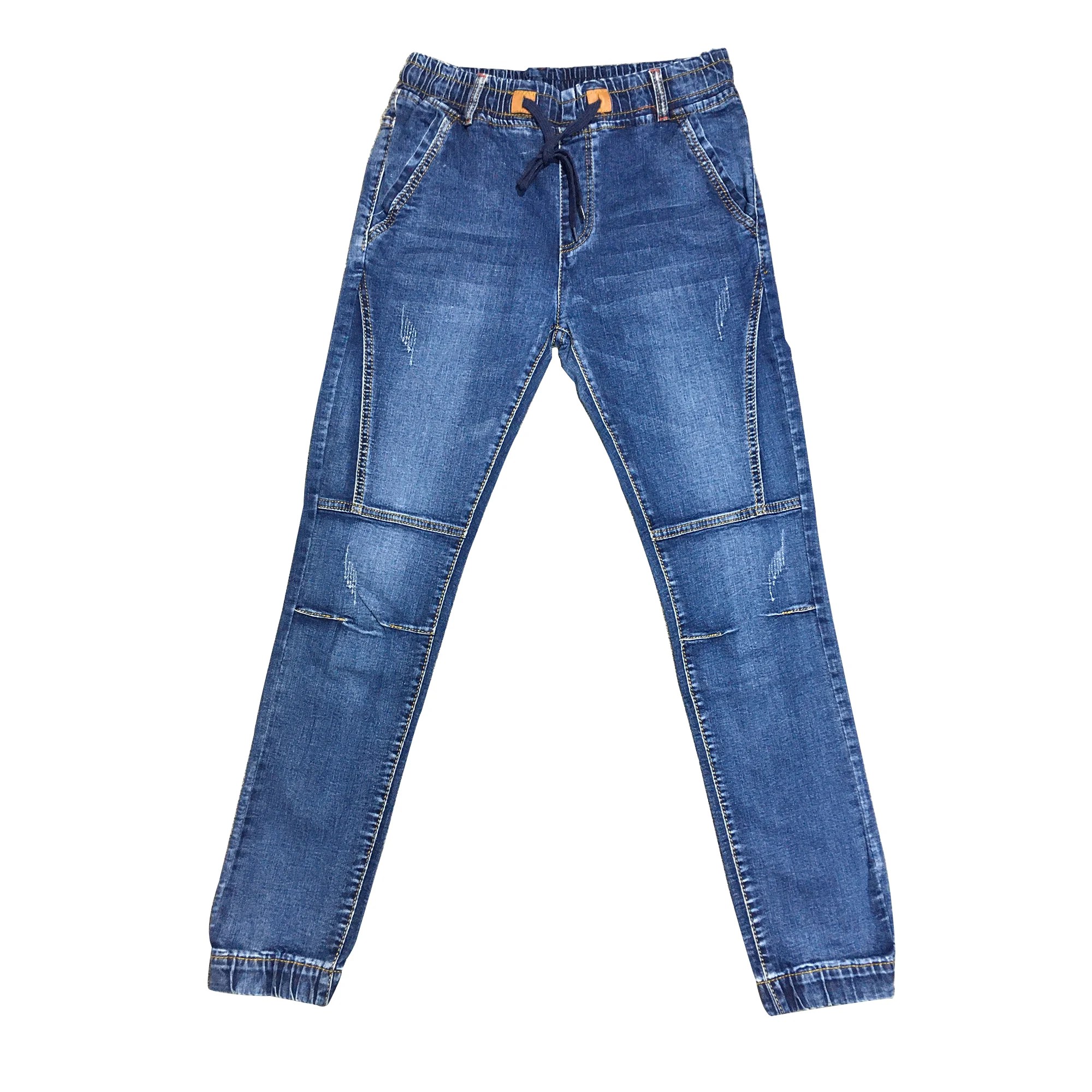 Джинсы jeansElastic мужские синие повседневные Прямые брюки из денима в стиле пэчворк