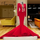 Женское вечернее платье-русалка, красное вечерние с длинным рукавом для выпускного вечера, в арабском стиле, Дубай, 2021