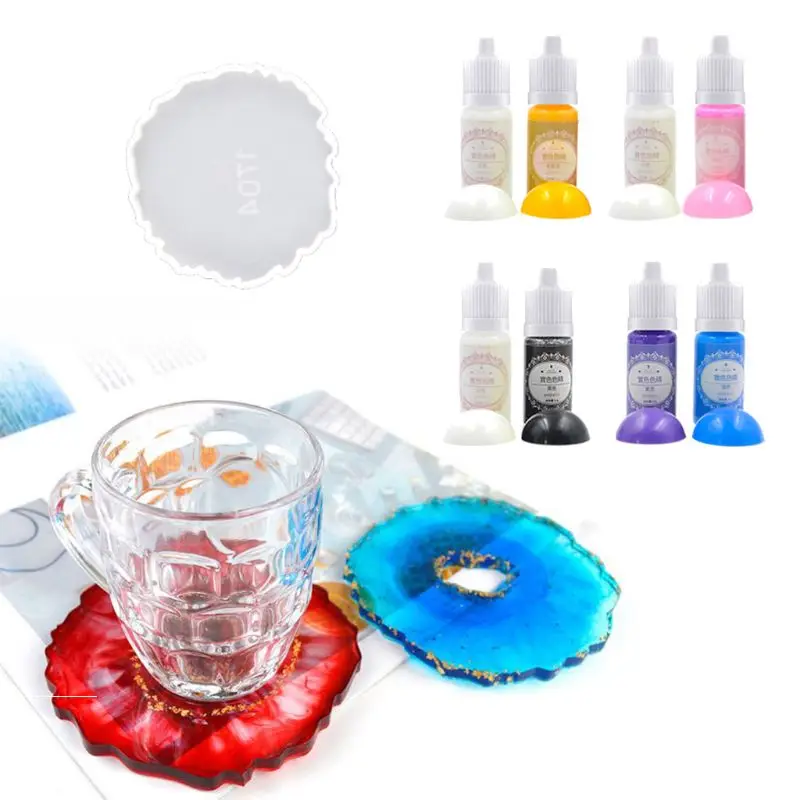 

Resin Casting Coaster Pigment Molds Kit Resin Silicone Coaster Molds Geode Agate Epoxy Coaster Molds Art Crafts Tools