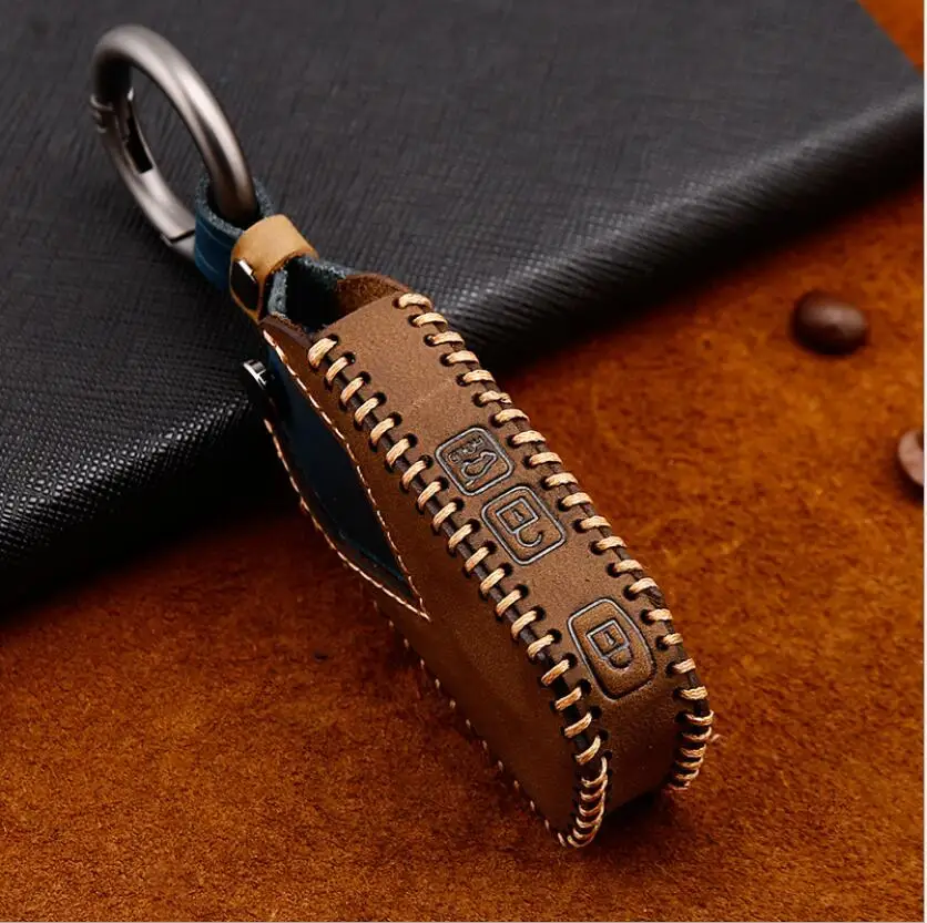 Чехол для ключей ручной работы из натуральной кожи с цепочкой и карманом KIA Sportage