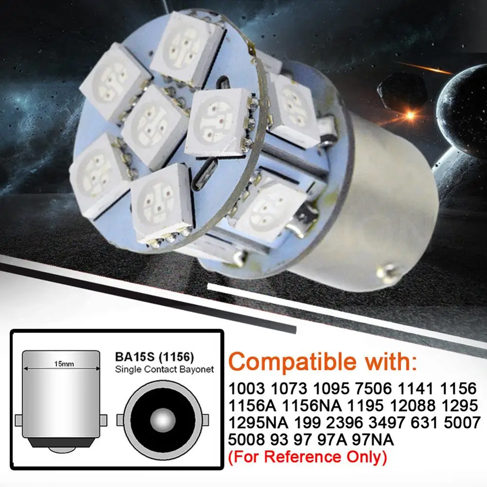 Светодиодная лампа для мотоцикла велосипеда автомобиля 6 в 1156 5050 BA15S|auto light|car lampba15s