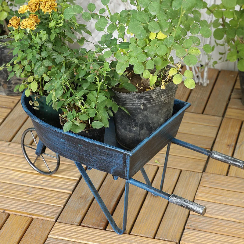 Железная тележка в американском стиле маленькая подставка для цветов дома патио
