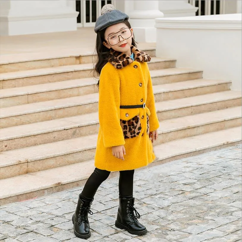 Новинка 2019 года сезон осень зима модное желтое шерстяное пальто в стиле пэчворк с