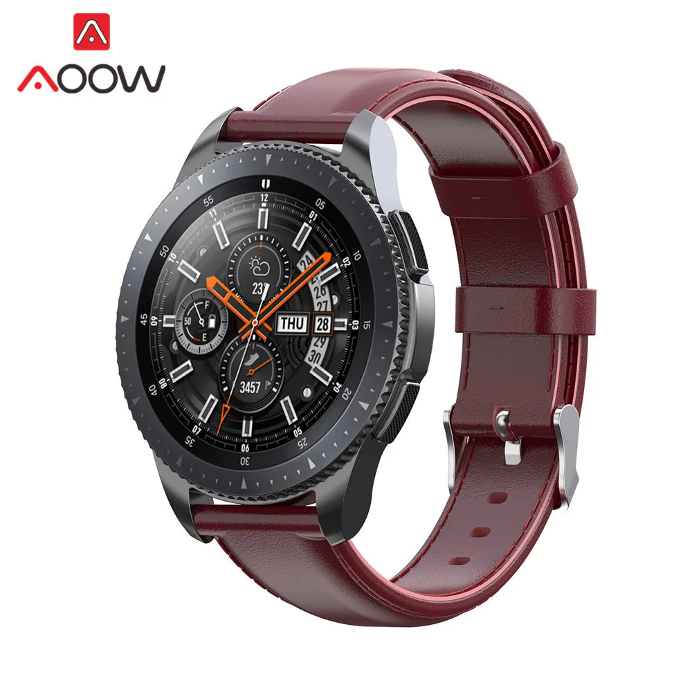 20 мм 22 мм ремешок из натуральной кожи для samsung Galaxy Watch 42 мм 46 мм Active gear Sport S3 S2 быстросъемный браслет ремешок