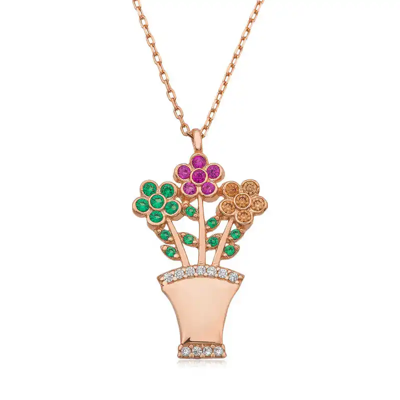 

Silver Flower Bouquet Lady Necklace