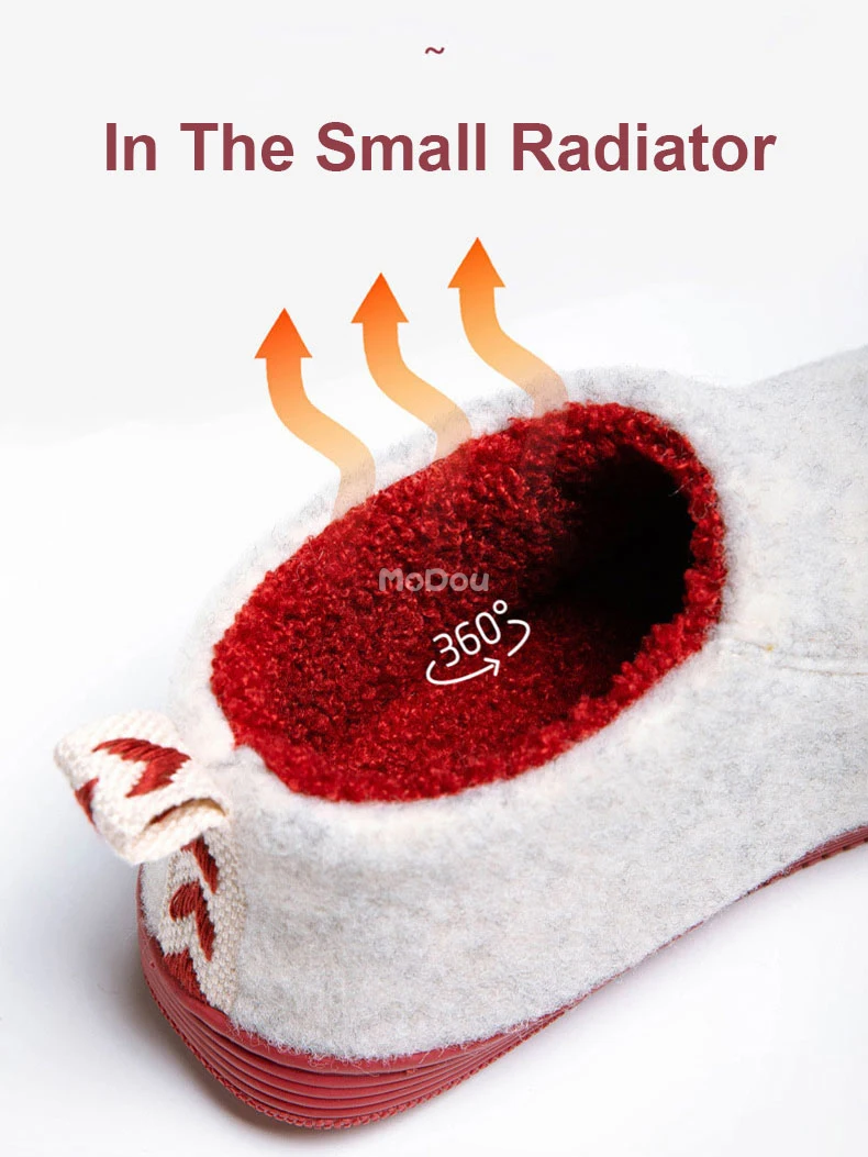 Мужские и женские фетровые туфли Mo Dou теплые домашние тапочки на толстой