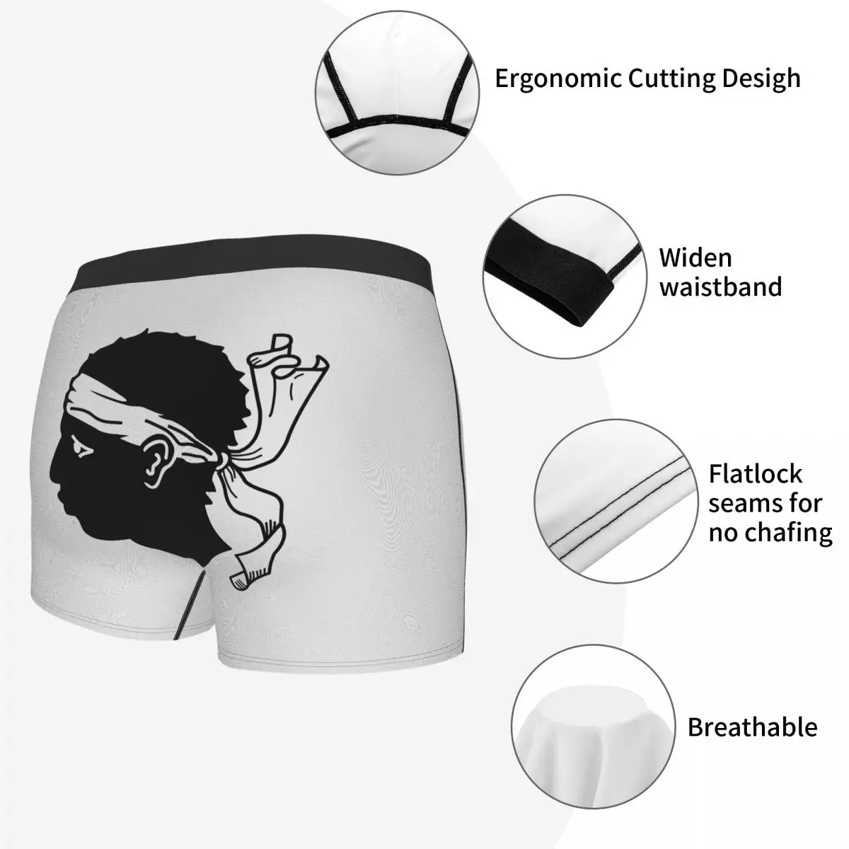 Flag Of Corsica Men's Boxer Briefs Flags of the regions of France Nerd elastic pants for men