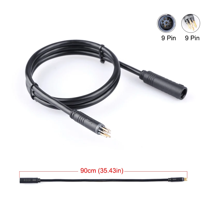90cm 9Pin колесный двигатель удлинитель для BAFANG Электрический велосипед Передняя, Задняя Ступица мотор конверсионный комплект 250 Вт 350 Вт 500 Вт мама-папа провод - Цвет: 90cm