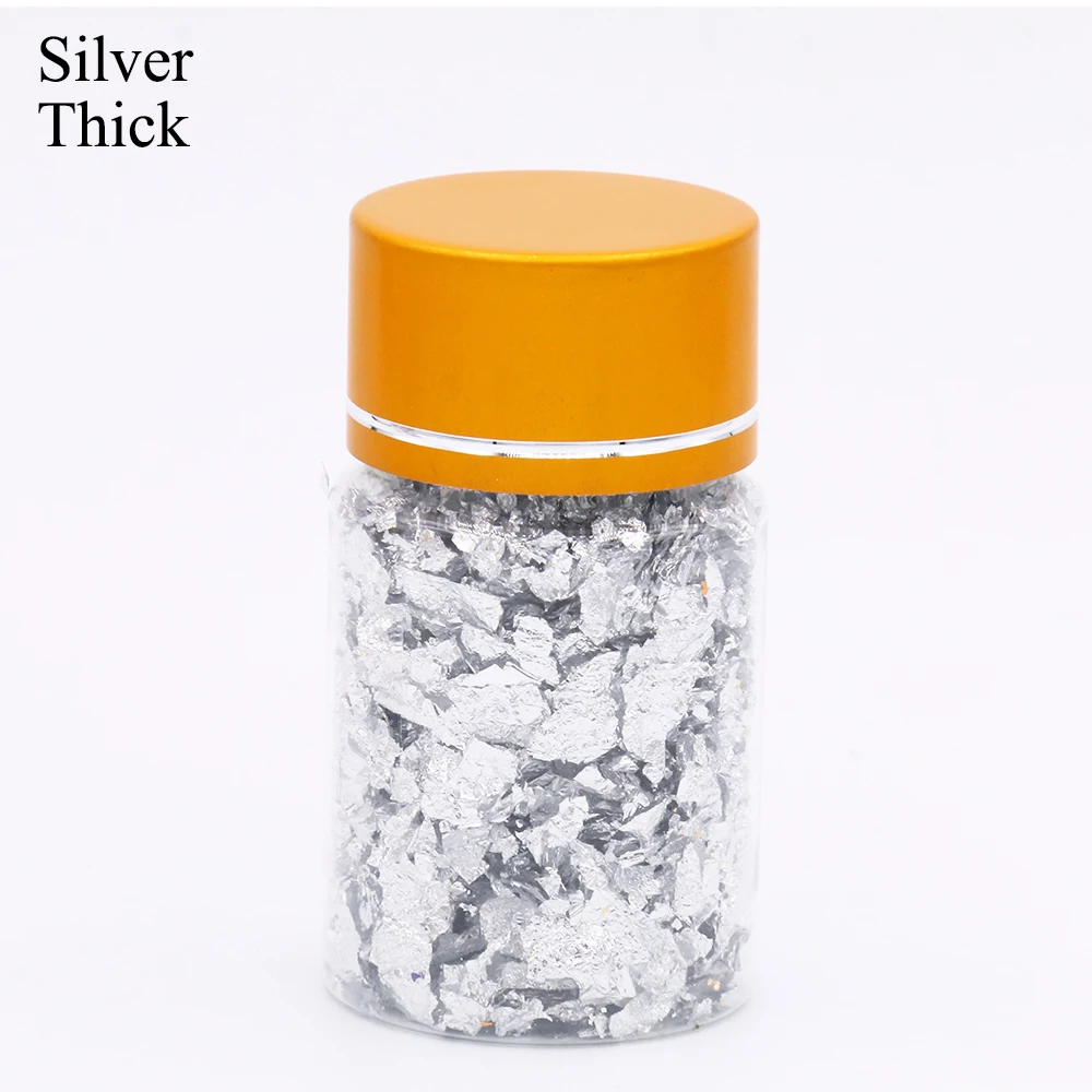 Silver(thick) Имитация золотых листьев хлопья медные хлопья для скользящего искусства украшения Серебряная медная Золотая фольга осколки золотые хлопья ремесло - Цвет: Silver(thick)