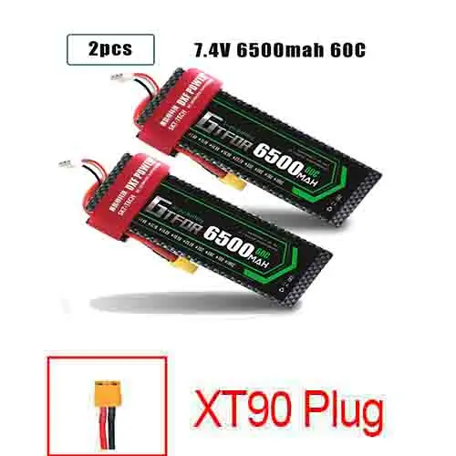 GTFDR 2 шт. 2S 7,4 V 6500 мА/ч, 6000 мА/ч, 50C 60C 120C Lipo Батарея RC Запчасти на колесиках TRX AKKU для TRX TRX4 1/10 автомобиль Радиоуправляемый Дрон вертолет - Цвет: 2PCS6500HARDXT90