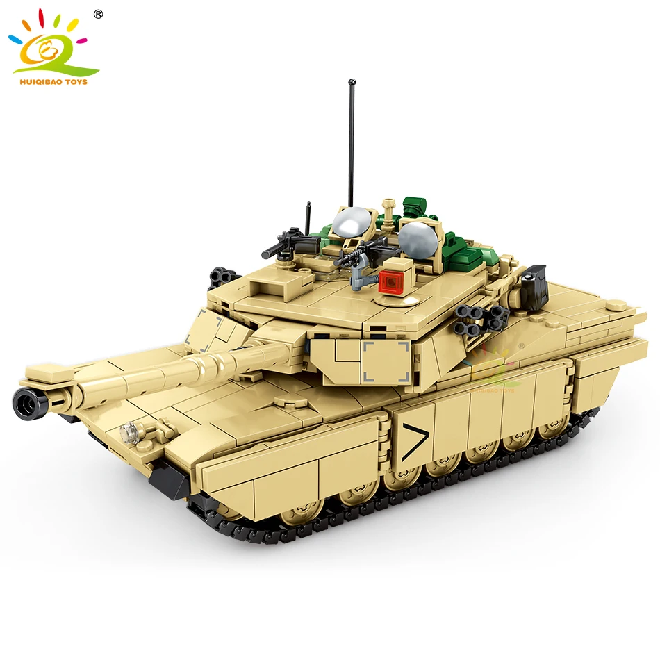 HUIQIBAO 1052 Шт Военный M1A2 большой Танк панзер строительные блоки город оружие WW2