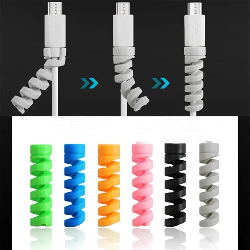 4pcs cable protector silicone bobbin winder wire cord organizer cover for apple iphone usb charger cable cord phone accessories free global shipping
